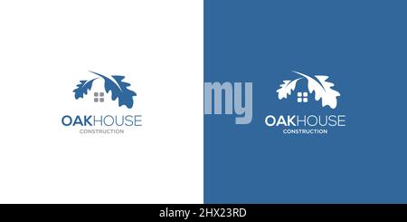 Unique and elegant oak house logo design Stock Vector