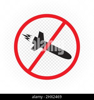 war with missiles ban sign symbol icon Stock Vector