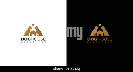 Luxurious and elegant dog house logo design Stock Vector