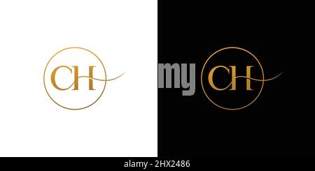 Elegant and luxurious CH initials logo design Stock Vector
