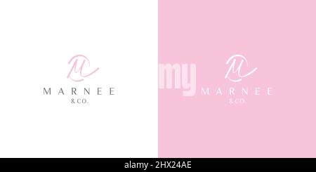 Minimalist and luxurious initial MC lettering logo design Stock Vector