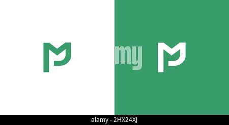 Modern and elegant PM letter initial logo design Stock Vector