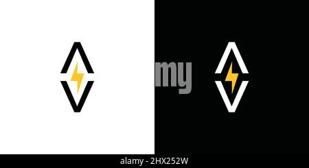 Modern and professional AV letter initial electrical logo design Stock Vector
