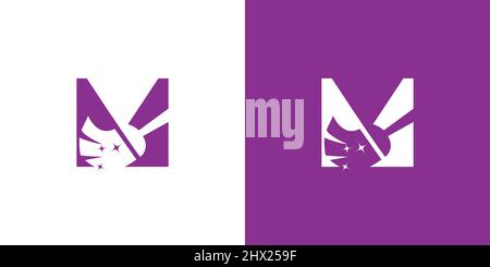 Modern and sophisticated home cleaner initial letter M logo design Stock Vector