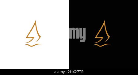 Unique and attractive initial letter S sailing ship logo design 1 Stock Vector