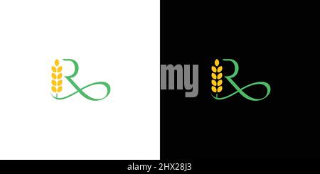 Modern and professional R initials farm logo design Stock Vector