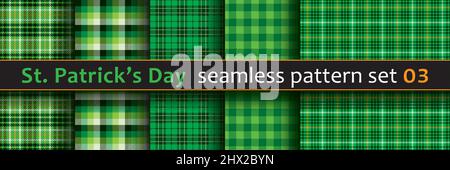St. Patrick's Day seamless patterns set. Tileable vector backgrounds in Irish classic style. Stock Vector