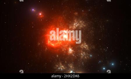 Panorama Space scene with planets, stars and galaxies. Banner template. Many Nebulae and galaxies in space, many light years away. Deep Universe. Larg Stock Photo