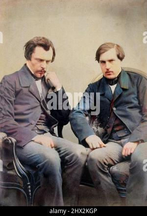 Les freres Edmond de Goncourt (1822-1896) et Jules de Goncourt (1830-1870) critiques litteraires et ecrivains francais, vers 1855 Stock Photo