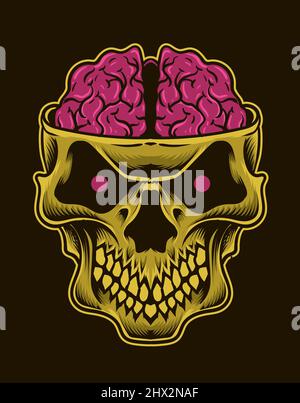 Premium Vector  Skeleton has brain in its handsbrain and skeletonmodel of  a skeleton holding a brain