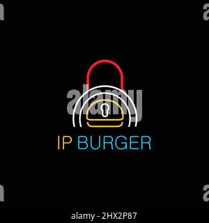 cool and modern IP burger logo Stock Vector