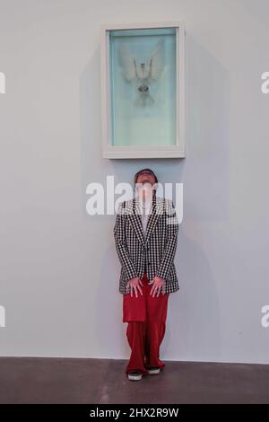 London UK 09 March 2022 Innocence Lost 2009Glass Sausage and Alcohol, edition of 35 = 5apFirst Exhibition dedicated to Damien Hirst's groundbreaking formaldehyde sculptures Paul Quezada-Neiman/Alamy Live News Stock Photo
