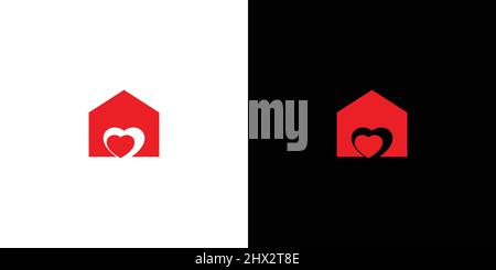 Simple and modern love house logo design Stock Vector