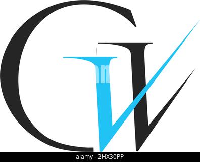 The initials GW logo simple and modern Stock Vector