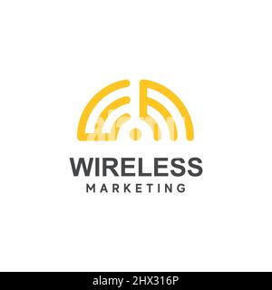 The WM initials logo is cool and elegant for wireless technology companies Stock Vector