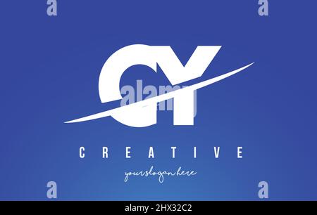 CY C Y Letter Modern Logo Design with Swoosh Cutting the Middle White and Yellow Background. Stock Vector