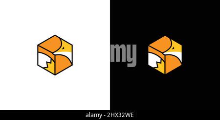Fox logo design in a modern and elegant box Stock Vector