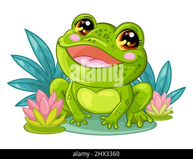 Cartoon card with cute frog Royalty Free Vector Image