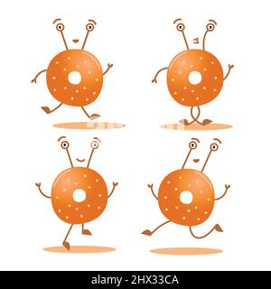 The donut mascot is cute and adorable Stock Vector