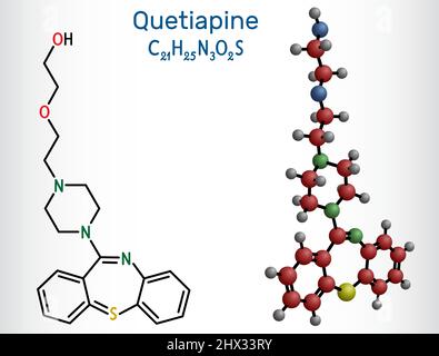 Quetiapine antipsychotic drug molecule. Skeletal formula Stock Vector ...