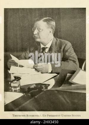 Theodore Roosevelt Jr. (October 27, 1858 – January 6, 1919), often referred to as Teddy or his initials T. R., was an American politician, statesman, conservationist, naturalist, historian, and writer who served as the 26th president of the United States from 1901 to 1909. He previously served as the 25th vice president under William McKinley from March to September 1901, and as the 33rd governor of New York from 1899 to 1900. Having assumed the presidency after McKinley's assassination, Roosevelt emerged as a leader of the Republican Party and became a driving force for anti-trust and Progres Stock Photo