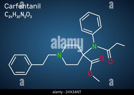 Fentanyl Fentanil C22h28n2o Molecule It Is Opioid Analgesic Structural  Chemical Formula On The Dark Blue Background Stock Illustration - Download  Image Now - iStock
