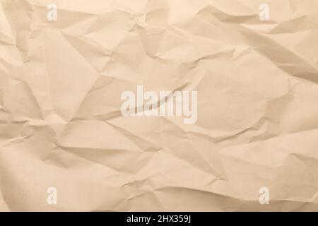 Sheet of brown wrinkled kraft made from recycled paper with texture and details Stock Photo