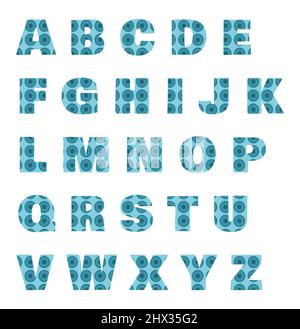 Alphabet made wit blue circles with a white background Stock Vector