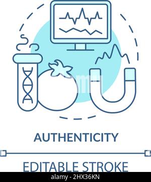 Authenticity turquoise concept icon Stock Vector
