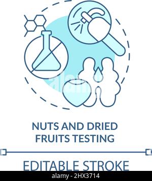Nuts and dried fruits testing turquoise concept icon Stock Vector
