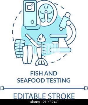 Fish and seafood testing turquoise concept icon Stock Vector