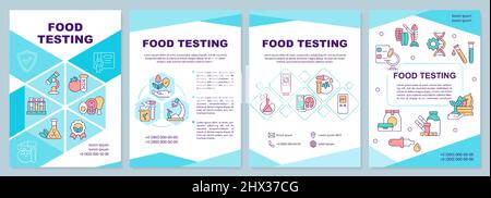 Food testing turquoise brochure template Stock Vector