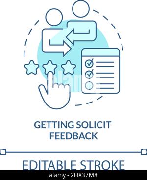 Getting solicit feedback turquoise concept icon Stock Vector