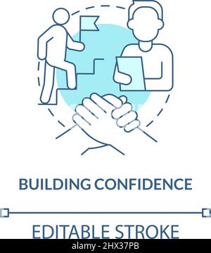 Building confidence turquoise concept icon Stock Vector