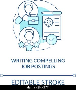 Writing compelling job postings turquoise concept icon Stock Vector