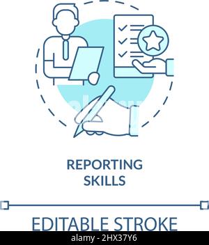 Reporting skills turquoise concept icon Stock Vector