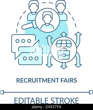 Recruitment fairs turquoise concept icon Stock Vector