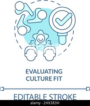 Evaluating culture fit turquoise concept icon Stock Vector