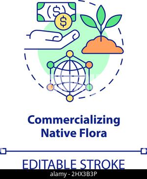 Commercializing native flora concept icon Stock Vector