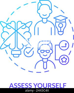 Assess yourself blue gradient concept icon Stock Vector