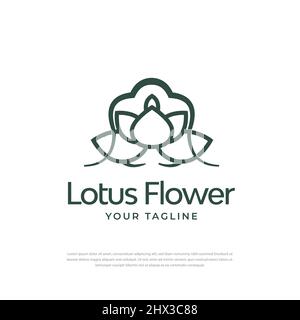 Lotus flower icon Abstract Logo Spa Beauty Salon Brand Cosmetics Fashion Luxury Design Vector Template Stock Vector