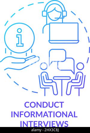 Conduct informational interviews blue gradient concept icon Stock Vector