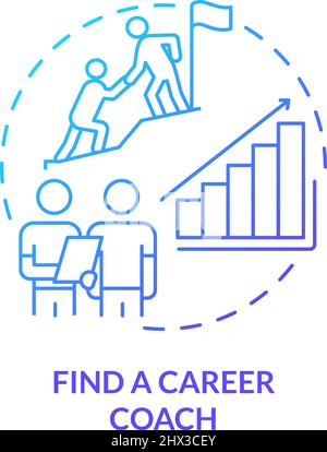 Find career coach blue gradient concept icon Stock Vector