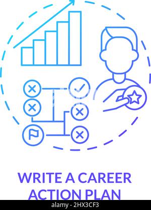 Write career action plan blue gradient concept icon Stock Vector