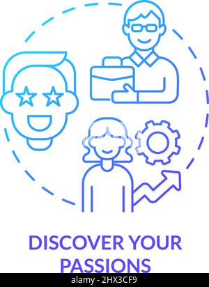 Discover your passions blue gradient concept icon Stock Vector