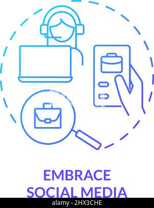 Embrace social media blue gradient concept icon Stock Vector