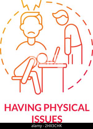 Having physical issues red gradient concept icon Stock Vector