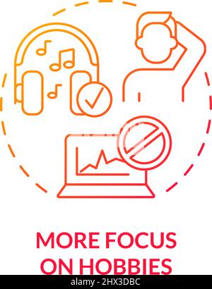 More focus on hobbies red gradient concept icon Stock Vector