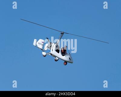 Balashikha Russia Black Airfield 22 May 2021: gyroplane Gyro Classic demonstration flight the Sky aviation festival, theory and practice. Stock Photo