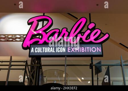 Las Vegas, NV - December 14, 2021: Barbie A Cultural Icon Exhibition is located in The Shops at Crystals. Stock Photo